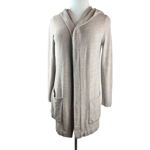 Barefoot Dreams Cozychic Lite Resort Cardi Hooded Long Cardigan Taupe 905 Medium - Picture 12 of 13